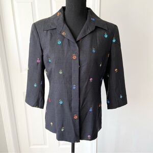 Vintage Peter Martin Pure Silk Floral Embroidered  Blazer